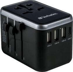 Verbatim UTA-04 utazó adapter 1xUSB-C PD 61W QC 3.0, 1xUSB-C, 3xUSB-A csatlakozás (49546) (49546)