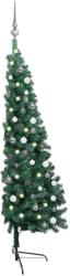 vidaXL Jumătate cu LED si globuri 210 cm verde (3077652)