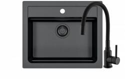 Alveus Set chiuveta granit Alveus Atrox 30 + baterie Flexa, 59 cm, 3010497, Negru (3010497)