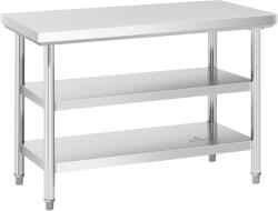 Royal Catering Rozsdamentes acél munkaasztal - ECO - 120 x 60 cm - 500 kg - közbenső polc - Royal Catering (RCWT-120X60-3L-E)