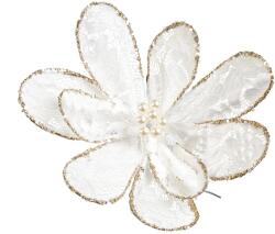 LAALU karácsonyi dekoráció - virág aranyozott szegéllyel, fehér, 25 cm (LAU-6142)