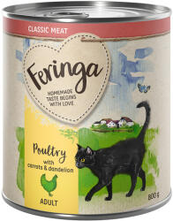 Feringa 6x800g Feringa Classic Meat Szárnyas, sárgarépa & pitypang nedves macskatáp