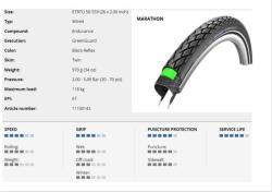 Schwalbe külső 26x2.00 (559-50) Marathon perf HS420 green ec ref tw 970g