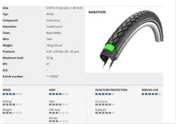 Schwalbe KÜLSŐ 622-37 (28x1.40) MARATHON PERF HS420 GREEN EC REF TW 730g