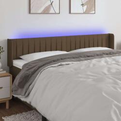 vidaXL LED Ágyfejtámla - Sötétbarna Szövet - 203cm (3123499)