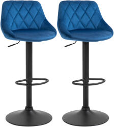 Homcom 2 db Bárszék Készlet, Forgatható, Állítható Magasságú, Poliészter/Fém, Kék