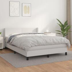 vidaXL fehér műbőr rugós ágy matraccal 140x190 cm (3130656)
