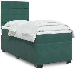 vidaXL sötétzöld bársony rugós ágy matraccal 100 x 200 cm (3293137)