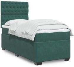 vidaXL sötétzöld bársony rugós ágy matraccal 90x190 cm (3293095)