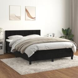 vidaXL fekete bársony rugós ágy matraccal 140 x 190 cm (3141301)