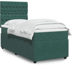 vidaXL sötétzöld bársony rugós ágy matraccal 90x190 cm (3294523)