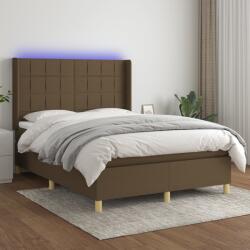 vidaXL barna szövet rugós és LED-es ágy matraccal 140x200 cm (3138880)
