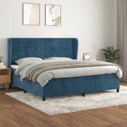 vidaXL sötétkék bársony rugós ágy matraccal 200x200 cm (3129235)