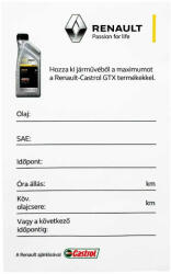 CASTROL - Renault GTX olajcsere címke, öntapadós (XZ50-1000-02)