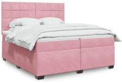 vidaXL rózsaszín bársony rugós ágy matraccal 200x200 cm (3293307)
