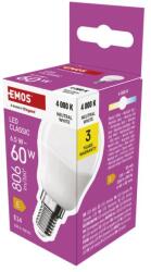 EMOS Bec LED Classic Mini Globe / E14 / 6, 5 W (60 W) / 806 lm / Alb neutru
