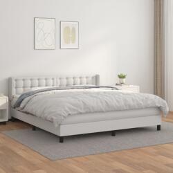 vidaXL fehér műbőr rugós ágy matraccal 160 x 200 cm (3130788)