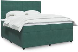 vidaXL sötétzöld bársony rugós ágy matraccal 200x200 cm (3292433)