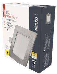 EMOS LED süllyesztett lámpatest NEXXO, négyzet, ezüst, 7W, CCT (ZD2223) (ZD2223)
