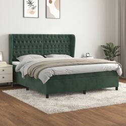 vidaXL sötétzöld bársony rugós ágy matraccal 180x200 cm (3129408)
