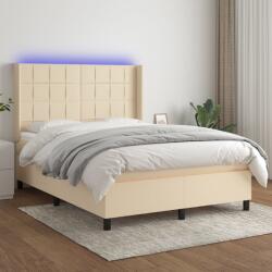 vidaXL krémszínű szövet rugós és LED-es ágy matraccal 140x190cm (3138314)