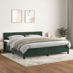 vidaXL sötétzöld bársony rugós ágy matraccal 200x200 cm (3141326)