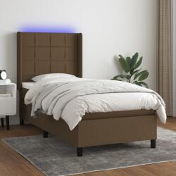 vidaXL barna szövet rugós és LED-es ágy matraccal 100x200 cm (3138296)