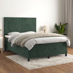 vidaXL sötétzöld bársony rugós ágy matraccal 140x200 cm (3142908)