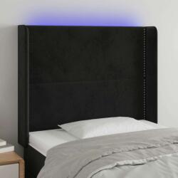 vidaXL Bársony LED Fejtámla - Fekete - 83x16x118/128cm (3123940)