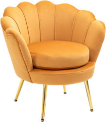 Homcom retro fotel, bársony/fém, 76 x 67 x 74 cm, sárga (839-012YL)