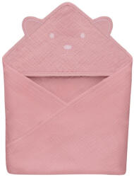 Lionelo Prosop de baie, Lionelo, Cu gluga, Din muselina, 100% bumbac, 80x80 cm, Absorbtie eficienta, Roz