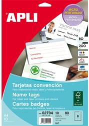 Apli Névjegykártya, 90x55mm, 200 g, mikroperforált, APLI, 10lap/cs (02794) - nyomtassingyen
