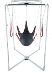 Mr Sling Pack Prémium 5 pontos bőr heveder készlet - fekete-piros és szürke - szexvital
