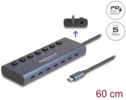 Delock HUB USB 3.2 type C la 7 x USB type C + switch ON/OFF 0.6m, Delock 63410 (63410)