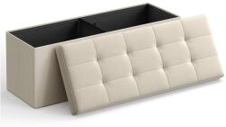 SONGMICS Összecsukható vászon pad tárolóval, bézs, 110x38x38 cm (LSF77BE)