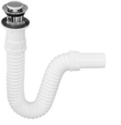 TEXO KLIKK- KLAKK króm - mosdószifon flexibilis cső - túlfolyós leeresztő - 5/4" x 0, 5 m x 40 mm (S11425) - globalvivamarket