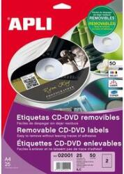 APLI Etikett, CD/DVD, A4, matt, eltávolítható, APLI (lca2001) - irodaszer