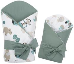 NEW BABY Kétoldalas gyerek pólya New Baby Safari II 80x80 cm mint - babyboxstore