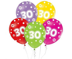 Godan Happy Birthday 30 léggömb, lufi 5 db-os 12 inch (30cm) NETMLG168426 (NETMLG168426)
