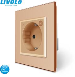 LIVOLO C7721ECG LIVOLO EC okos földelt dugalj 2P+F 16A 250V arany kristályüveg konnektor (C7721ECG)