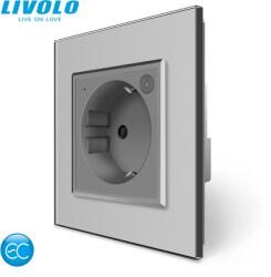 LIVOLO C7721ECS LIVOLO EC okos földelt dugalj 2P+F 16A 250V ezüst kristályüveg konnektor (C7721ECS)