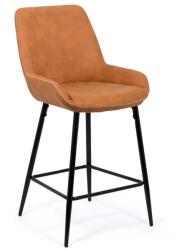 CHAIRS-ON Scaun de bar fix din piele ecologica si picioare din otel ABS 146 maro