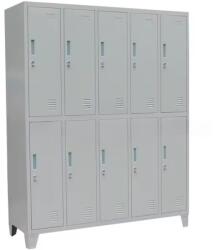 +Plus Mobilier Vestiar metalic Premium cu picioare 10 usi (5x2) 1500x500x1920 mm (LxlxH), Neasamblat, PLUS gri 10 10 30 kg Da Vestiar metalic cusetat Otel cheie 1500x500x1920 (61004224)