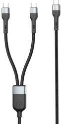 DeTech Кабел за данни DeTech DE-50CC, 2 в 1, Type-C - 2хType-C, 1.0m, Черен - 40515