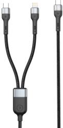 DeTech Кабел за данни DeTech DE-49CCL, 2 в 1, Type-C - Type-C, Lightning, 1.0m, Черен - 40514
