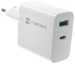 NATEC Univerzális USB töltő Natec RIBERA GaN 1X USB-A + 1X USB-C 65W, fehér NUC-2144