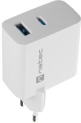 NATEC Univerzális USB töltő Natec RIBERA GaN 45W, 1X USB-A, 1X USB-C, fehér NUC-2142