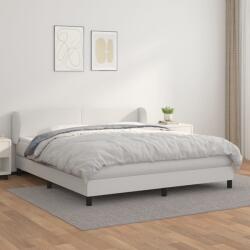 vidaXL Pat box spring cu saltea, alb, 180x200 cm, piele ecologică (3127206)