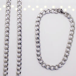 Prémiumékszer Webáruház Nemesacél Férfi Ezüst Színű Kubai Láncos Ékszerszett (SZETT003)