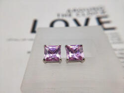 Prémiumékszer Webáruház Ezüstözött Női Rózsaszín Cirkónia Köves Fülbevaló (FS004)